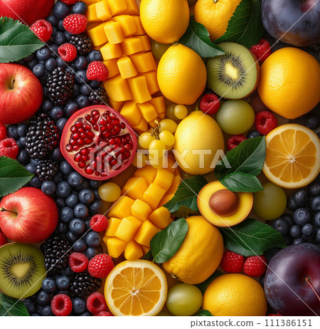 Background of bright fruits. Ripe fruits... - Stock Illustration ...