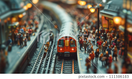 A train station crowded with passengers (miniature) 111386183
