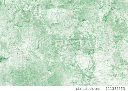 Stucco plaster surface background texture of green and white painted cement, concrete wall Stucco plaster surface background texture of green and white painted cement, concrete wall 111386353