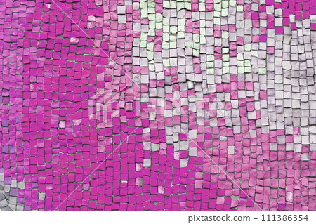 Abstract mosaic ceramic tile background, pattern of pink and white tiles, wall decor Abstract mosaic ceramic tile background, pattern of pink and white tiles, wall decor 111386354