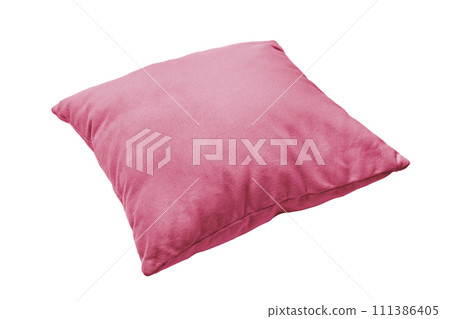 Decorative pink rectangular pillow for sleeping and resting isolated on white background 111386405