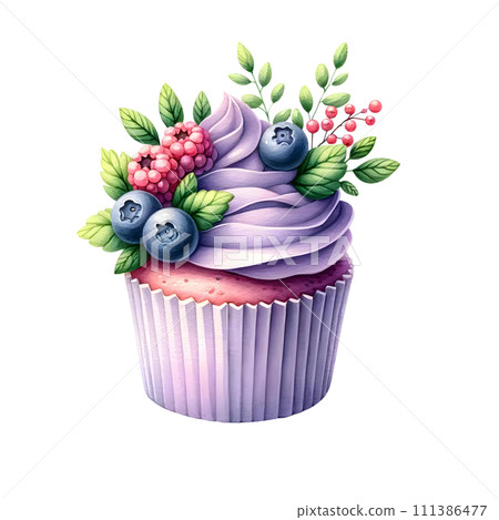 Chocolate Cupcake with blueberry 111386477