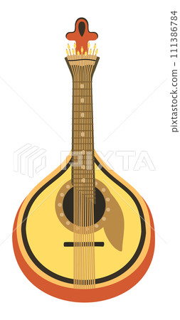 Portuguese fado guitar. Ancient folk musical instrument. Vector isolated illustration. Portuguese fado guitar. Ancient folk musical instrument. Vector isolated illustration. 111386784