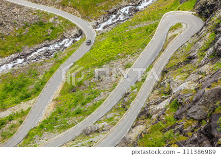 Trolls Path Trollstigen mountain road in Norway 111386989