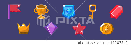 Game Icon and Glossy UI Design Element Vector Set Game Icon and Glossy UI Design Element Vector Set 111387241