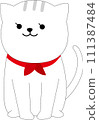 sitting white cat 111387484