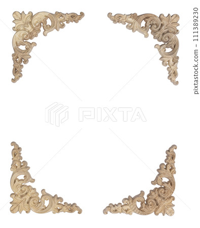 Wooden frame parts on white background 111389230
