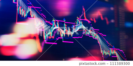 Risk diversification concept. Candle stick graph chart of stock market investment trading. 111389300