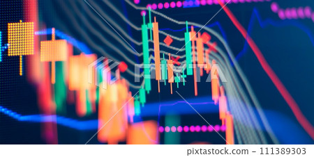 Risk diversification concept. Candle stick graph chart of stock market investment trading. 111389303