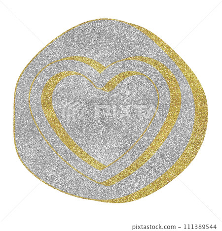 Illustration material Wax heart silver gold Illustration material Wax heart silver gold 111389544