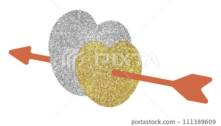 插畫素材被刺穿的心銀金 111389609