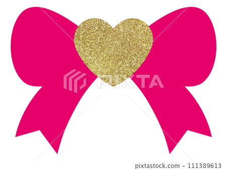 Illustration material heart and ribbon gold 111389613
