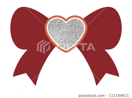 Illustration material heart and ribbon silver 111389621