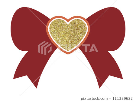 Illustration material heart and ribbon gold 111389622