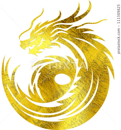 Gold Dragon - Digital Painting. 111389825