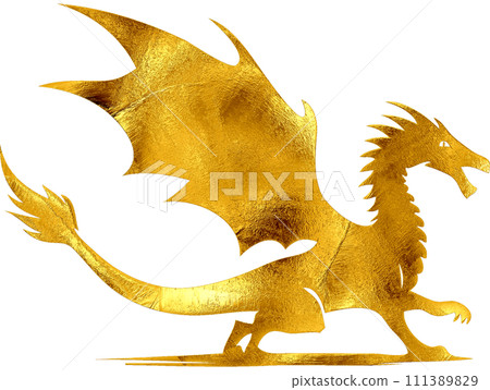 Gold Dragon - Digital Painting. Gold Dragon - Digital Painting. 111389829