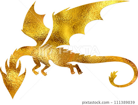 Gold Dragon - Digital Painting. Gold Dragon - Digital Painting. 111389839