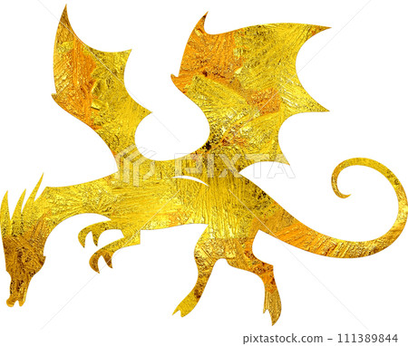 Gold Dragon - Digital Painting. Gold Dragon - Digital Painting. 111389844