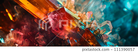 microscopic textures and geometric shapes of the crystal. Generative AI microscopic textures and geometric shapes of the crystal. Generative AI 111390057
