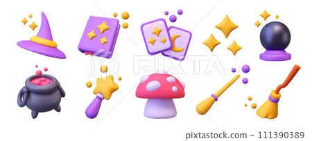 3d magic icons. 3d magic icons. 111390389