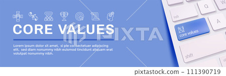 Core Values icon set & web header banner showing icons of core values 111390719