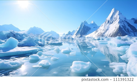 Iceberg reflected in the water. It represents the power of nature. Watching makes one feel impressed, calm, curious. Ideal for using pictures as teaching materials about nature, science or philosophy. Iceberg reflected in the water. It represents the power of nature. Watching makes one feel impressed, calm, curious. Ideal for using pictures as teaching materials about nature, science or philosophy. 111391322