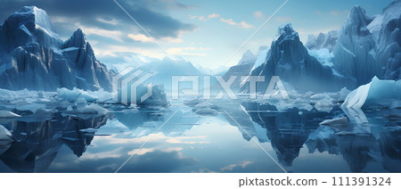 Iceberg reflected in the water. It represents the power of nature. Watching makes one feel impressed, calm, curious. Ideal for using pictures as teaching materials about nature, science or philosophy. Iceberg reflected in the water. It represents the power of nature. Watching makes one feel impressed, calm, curious. Ideal for using pictures as teaching materials about nature, science or philosophy. 111391324