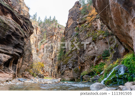 Big Spring Point, the end of the narrow trail in Zion National Park, USA Big Spring Point, the end of the narrow trail in Zion National Park, USA 111391505