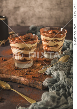 Tiramisu dessert in glasses 111391746