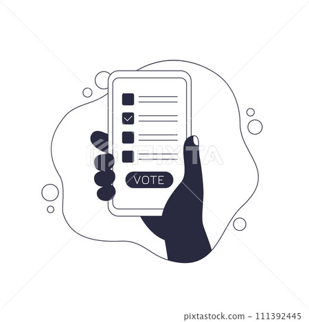 Online voting vector illustration with a phone 111392445