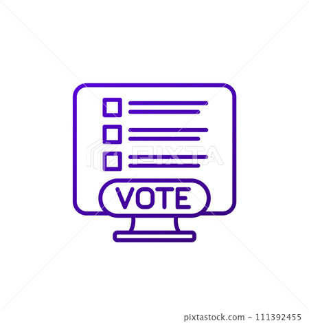 Vote, online voting line icon on white Vote, online voting line icon on white 111392455