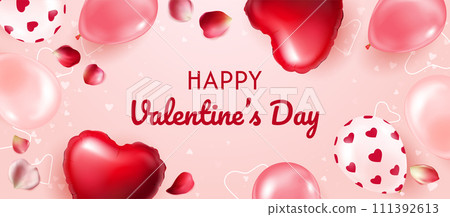 Happy Valentine day horizontal card  111392613