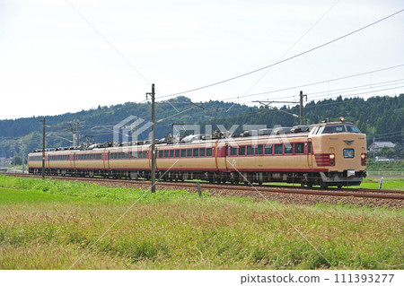 Hokuriku Main Line Kaga-Kasama-Mikawa JR West 485 Series A01 formation (Kyoto) Raicho Hokuriku Main Line Kaga-Kasama-Mikawa JR West 485 Series A01 formation (Kyoto) Raicho 111393277