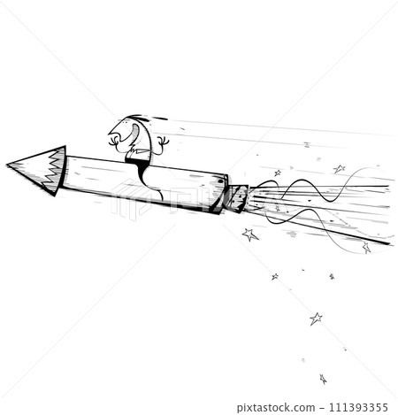 A man laughs hysterically as he rides his firework 111393355