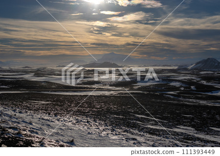 Early evening at Myvatn Geothermal Park area, Iceland 111393449
