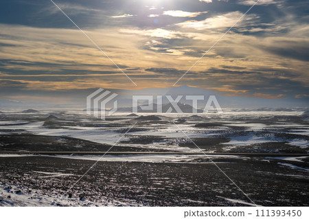 Early evening at Myvatn Geothermal Park area, Iceland 111393450