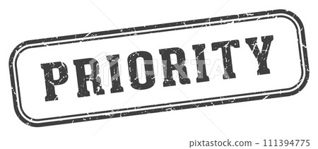 priority stamp. priority rectangular stamp on white background priority stamp. priority rectangular stamp on white background 111394775