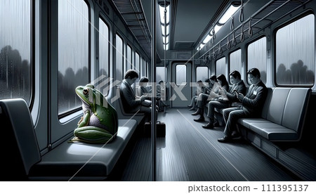 一隻青蛙坐火車看外面的風景 一隻青蛙坐火車看外面的風景 111395137