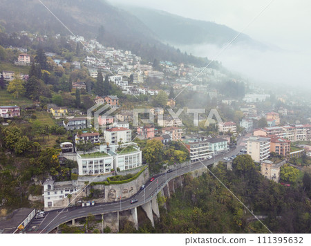 Locarno, located at the southern foot of the Swiss Alps. Switzerland, Europe. 111395632