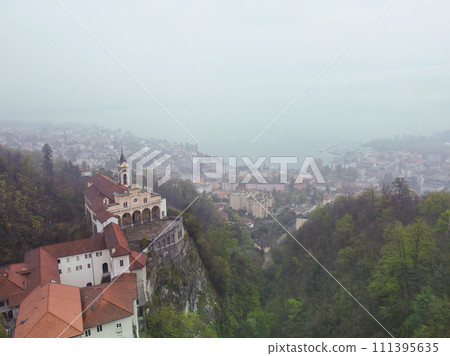 Locarno, located at the southern foot of the Swiss Alps. Switzerland, Europe. 111395635