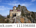 Shaonin temple on the southeastern spur of Mount Shoana. View from the south. Village named after Kosta Khetagurov, Karachay district. Karachay-Cherkessia. Russia 111396888