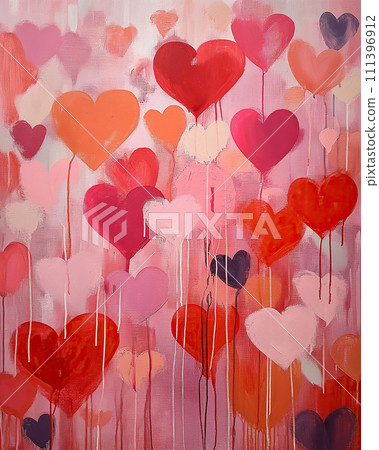 Colorful Hearts Abstract Painting Colorful Hearts Abstract Painting 111396912