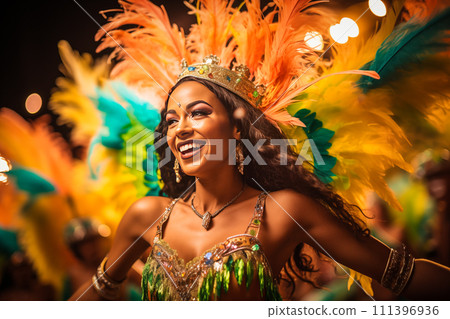 Rio Carnival Dancer in Vibrant Costume 111396936