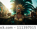 Rio Carnival Dancer in Vibrant Costume 111397015