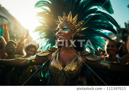 Rio Carnival Dancer in Vibrant Costume Rio Carnival Dancer in Vibrant Costume 111397015