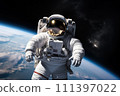 Astronaut Floating Above Earth in Space 111397022