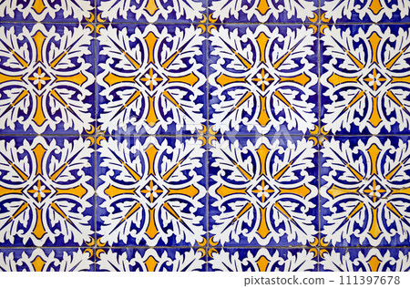 Traditional Portuguese glazed tiles Traditional Portuguese glazed tiles 111397678