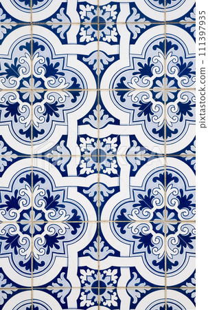 Ornamental old tiles Ornamental old tiles 111397935