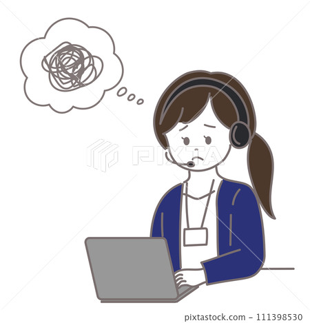 Illustration of a female operator with a troubled face 111398530