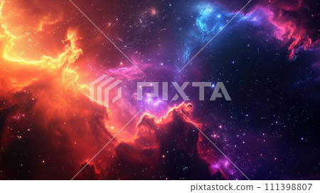 Colorful space galaxy cloud nebula, Ai Generated. 111398807